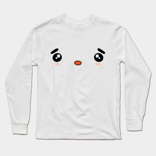Cute Kawaii Shocked Anime Facial Expression Long Sleeve T-Shirt